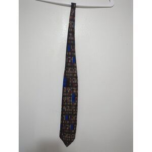 Fratelli Moda Italy Mens Silk Tie Black Blue‎ Red Geometric Abstract Handmade